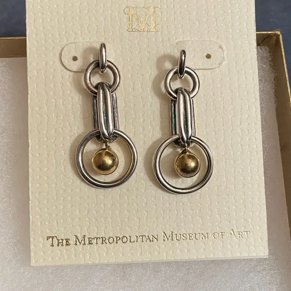 MMA “Elizabeth Marant-esque” Art Deco Celestial silver and gold-plated earrings - Picture 6 of 6